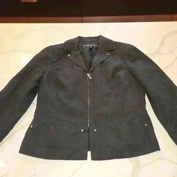 Anne Klein Womens Linen Cotton Blend Jacket Navy Size 8 - Picture 4 of 14